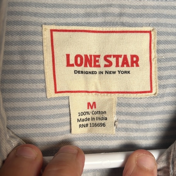 Lone Star Blue & White Striped Sleeveless Western Front Tie Button Down Top Sz M - Picture 2 of 4